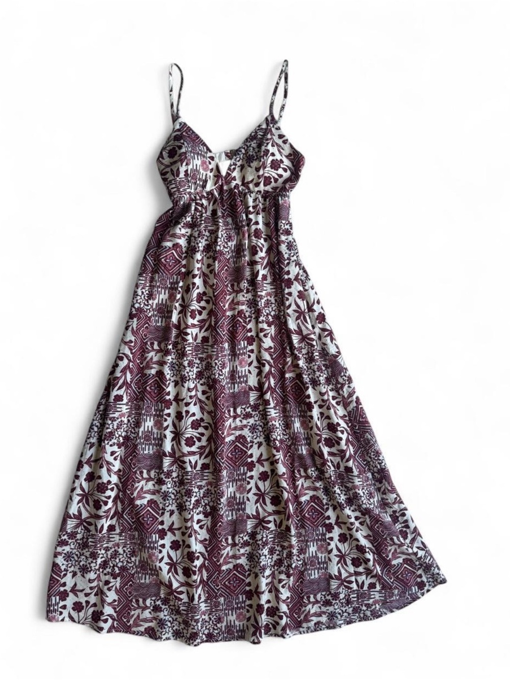 Abercrombie & Fitch Spaghetti Strap Floral Maxi Dress in Wine
